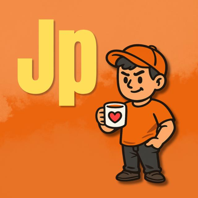 Logo de Just Print: las letras Jp con el personaje de la marca